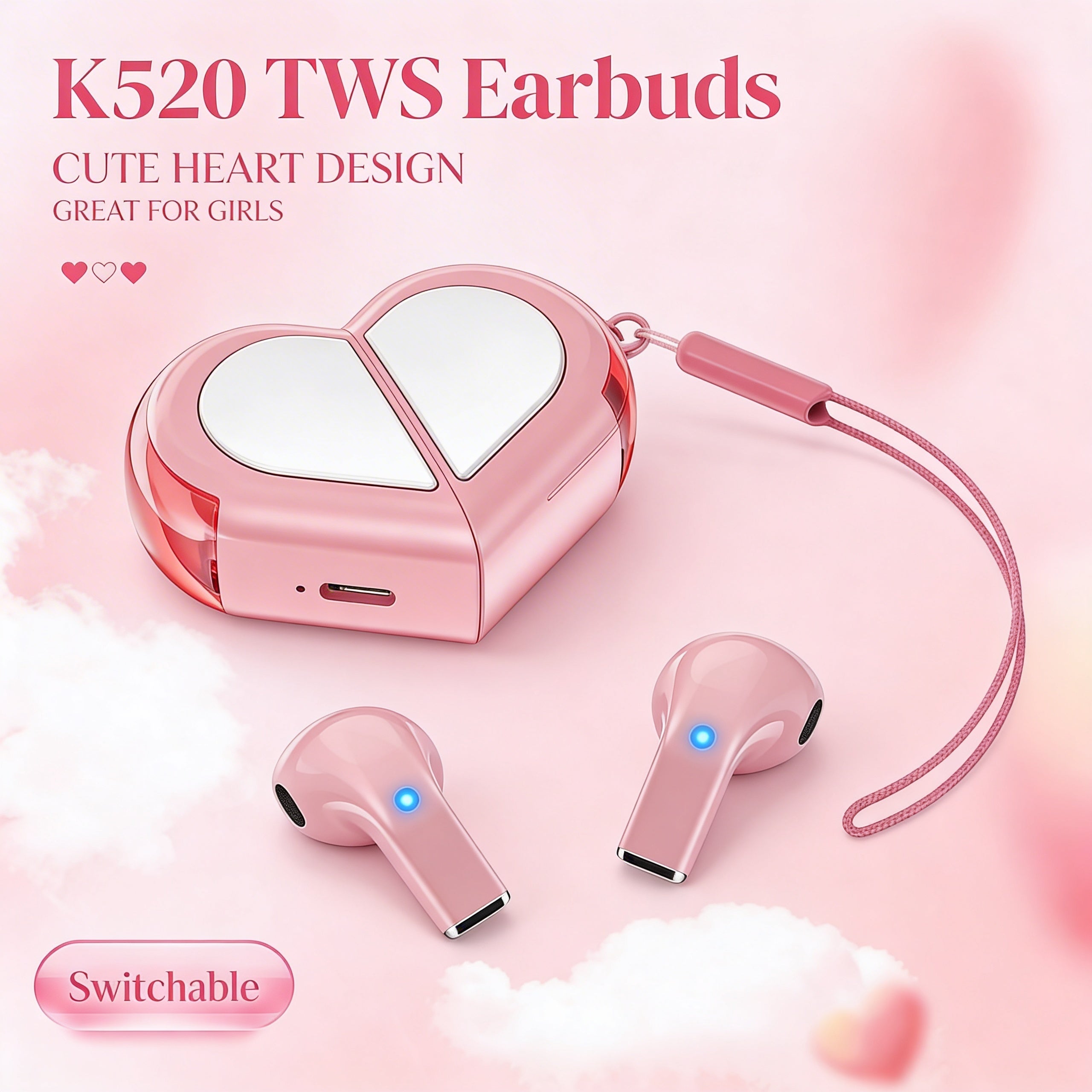 Trymiss K520 Mini Corazón Audífonos Bluetooth